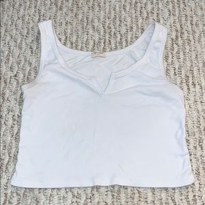 Brandy Melville White Notch Cropped Tank Top
